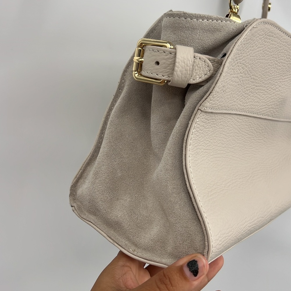 Anna Paola Made In Italy Leather Clutch Crossbody With Side Suede Panels - Picture 4 of 10